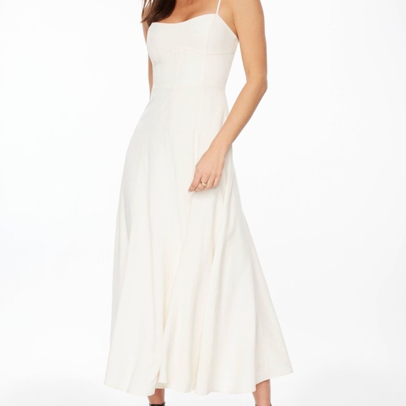 Brand New Dynamite Off-White Sweetheart Neckline Linen Dress Size Small NWT - Picture 1 of 4